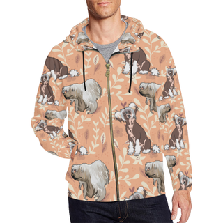 Chinese Crested Flower All Over Print Full Zip Hoodie for Men (Model H14) - TeeAmazing