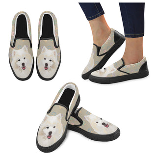 American Eskimo Dog Black Women's Slip-on Canvas Shoes - TeeAmazing