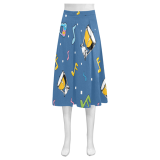 Timpani Pattern Mnemosyne Women's Crepe Skirt (Model D16) - TeeAmazing