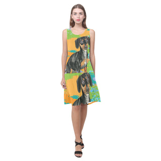 Dachshund Water Colour No.2 Sleeveless Splicing Shift Dress - TeeAmazing