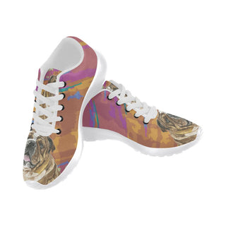 English Bulldog Water Colour No.2 White Sneakers for Women - TeeAmazing