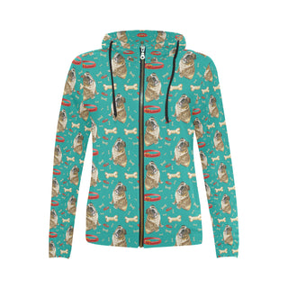 English Bulldog Water Colour Pattern No.1 All Over Print Full Zip Hoodie for Women - TeeAmazing