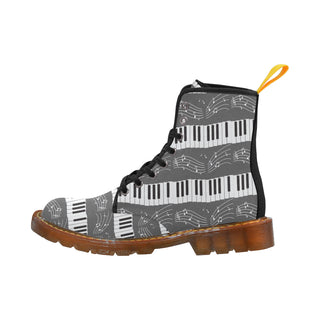 Piano Pattern Black Boots For Men - TeeAmazing