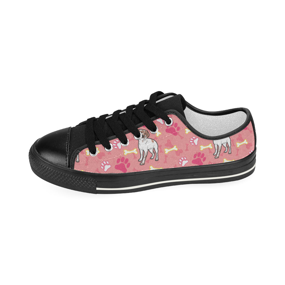 Brittany Spaniel Pattern Black Women's Classic Canvas Shoes - TeeAmazing