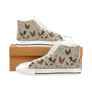 Chicken White High Top Canvas Women's Shoes/Large Size - TeeAmazing