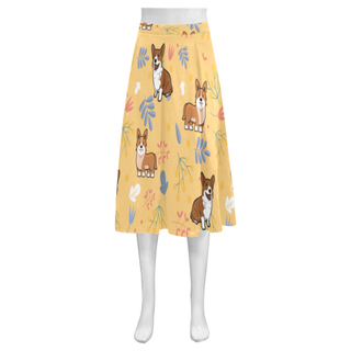 Corgi Flower Mnemosyne Women's Crepe Skirt (Model D16) - TeeAmazing