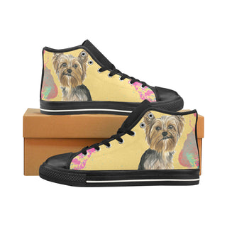 Yorkshire Terrier Water Colour No.1 Black Men’s Classic High Top Canvas Shoes /Large Size - TeeAmazing