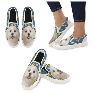 Maltese White Women's Slip-on Canvas Shoes - TeeAmazing