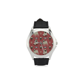 Pug Pattern Women's Classic Leather Strap Watch - TeeAmazing