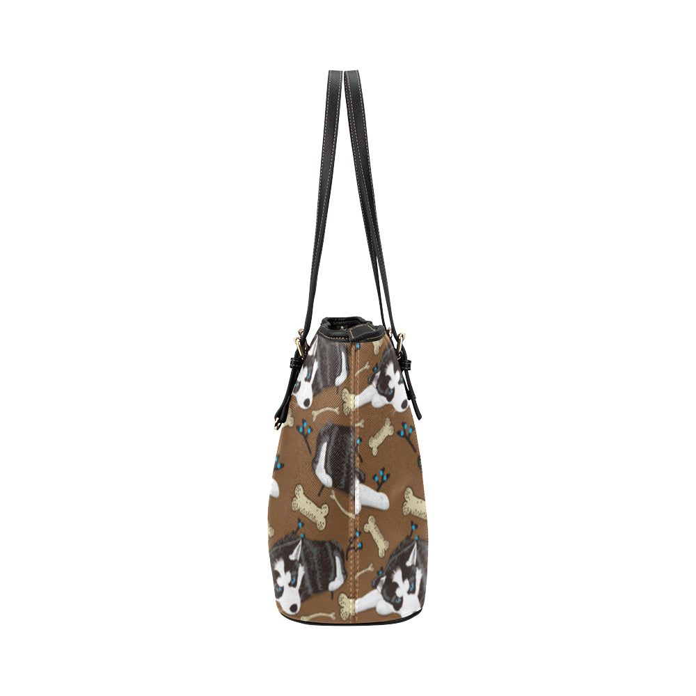 Siberian Husky Leather Tote Bag/Small - TeeAmazing