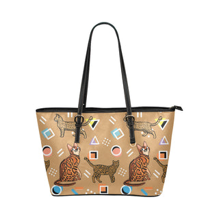 Bengal Cat Leather Tote Bag/Small - TeeAmazing