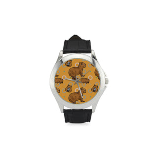 Capybara Pattern Women's Classic Leather Strap Watch - TeeAmazing