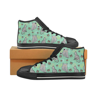 Domestic Shorthair Black Men’s Classic High Top Canvas Shoes /Large Size - TeeAmazing