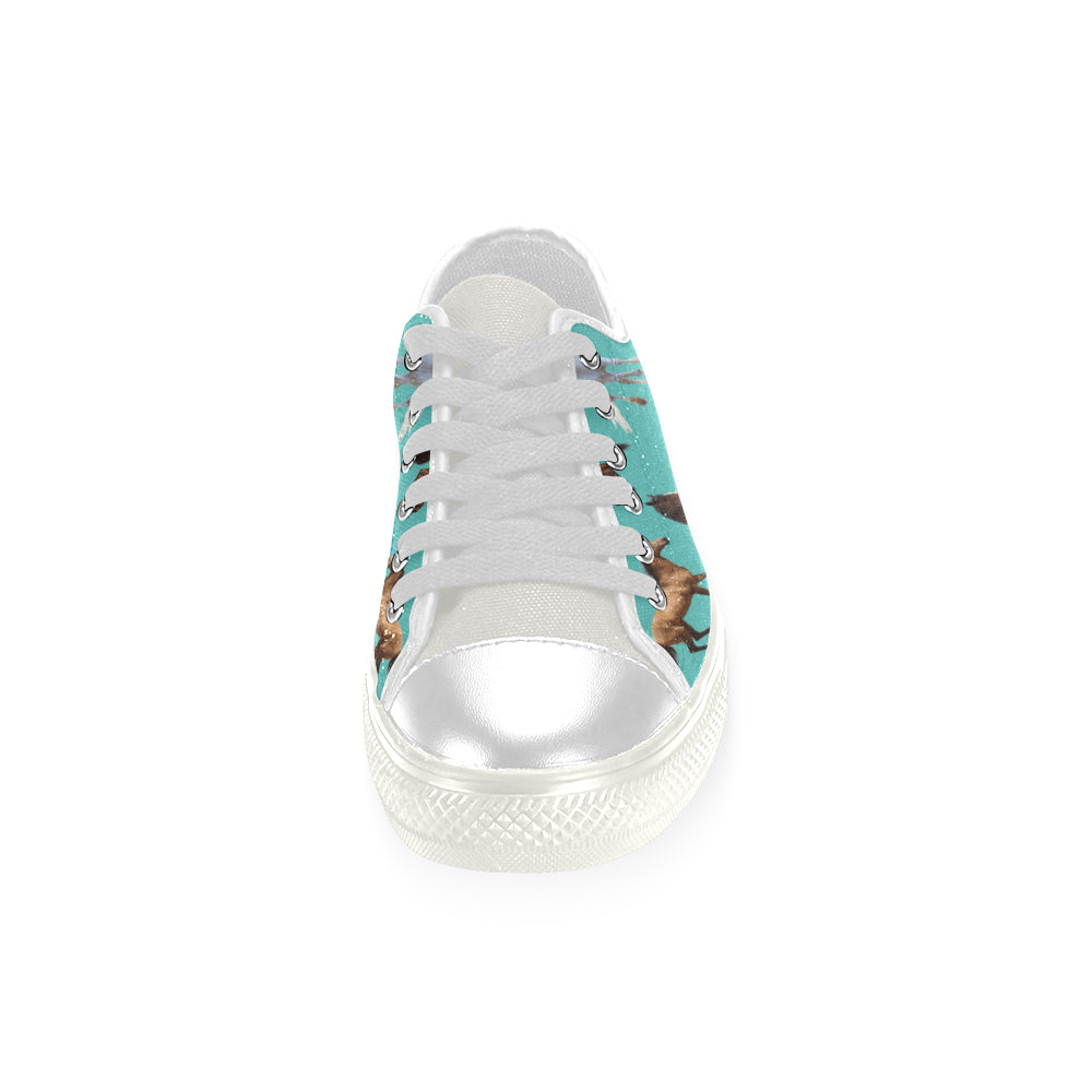 Horse Pattern White Low Top Canvas Shoes for Kid - TeeAmazing