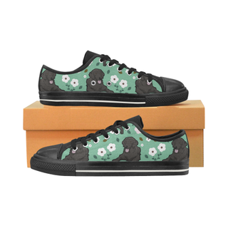 Curly Coated Retriever Flower Black Men's Classic Canvas Shoes - TeeAmazing