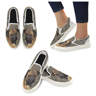 Bullmastiff Dog White Women's Slip-on Canvas Shoes - TeeAmazing