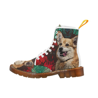 Pembroke Welsh Corgi White Boots For Women - TeeAmazing