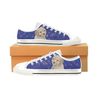 Poochon Dog White Low Top Canvas Shoes for Kid - TeeAmazing