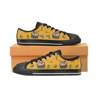 Bass Drum Pattern Black Low Top Canvas Shoes for Kid - TeeAmazing