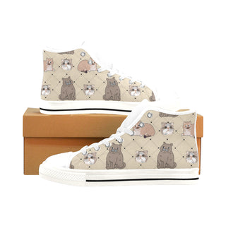 Exotic Shorthair White Men’s Classic High Top Canvas Shoes /Large Size - TeeAmazing