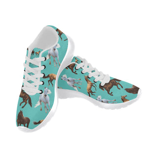 Horse Pattern White Sneakers for Women - TeeAmazing