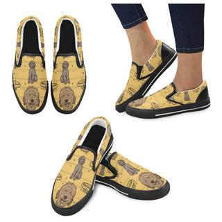 Australian Goldendoodle Black Women's Slip-on Canvas Shoes/Large Size (Model 019) - TeeAmazing