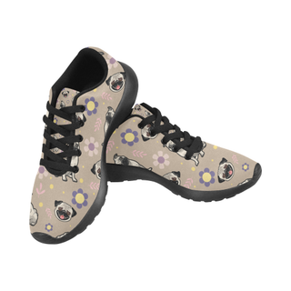 Pug Flower Black Sneakers Size 13-15 for Men - TeeAmazing