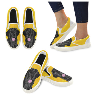 Black Labrador White Women's Slip-on Canvas Shoes - TeeAmazing