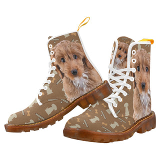 Cockapoo Dog White Boots For Men - TeeAmazing