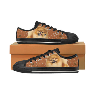 Pomeranian Dog Black Men's Classic Canvas Shoes/Large Size - TeeAmazing