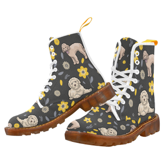 Goldendoodle Flower white Martin Boots For Men Model 1203H - TeeAmazing