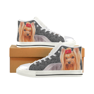 Yorkie Lover White Women's Classic High Top Canvas Shoes - TeeAmazing