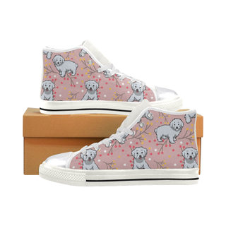 Maltipoo Flower White Women's Classic High Top Canvas Shoes - TeeAmazing