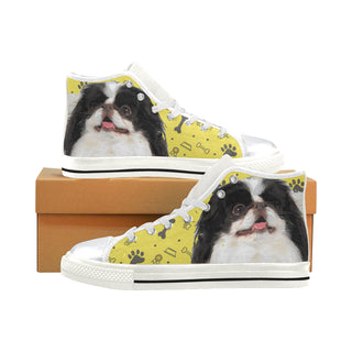 Japanese Chin Dog White High Top Canvas Women's Shoes/Large Size - TeeAmazing