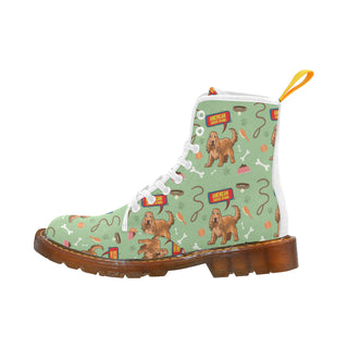 American Cocker Spaniel Pattern White Boots For Men - TeeAmazing