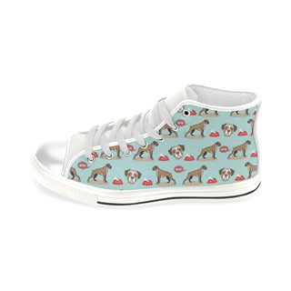 Boxer Pattern White Men’s Classic High Top Canvas Shoes - TeeAmazing