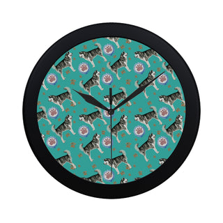 Alaskan Malamute Water Colour Pattern No.1 Black Circular Plastic Wall clock - TeeAmazing