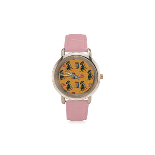 Dachshund Water Colour Pattern No.1 Women's Rose Gold Leather Strap Watch - TeeAmazing