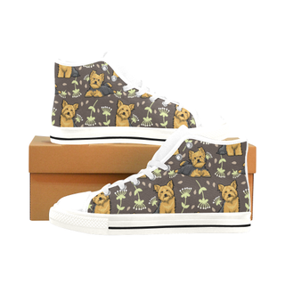 Cairn terrier Flower White Men’s Classic High Top Canvas Shoes /Large Size - TeeAmazing