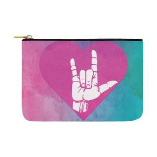 ASL Love Sign Carry-All Pouch 12.5''x8.5'' - TeeAmazing