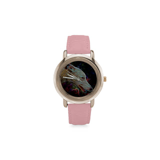 Italian Greyhound Glow Design 3 Women's Rose Gold Leather Strap Watch - TeeAmazing