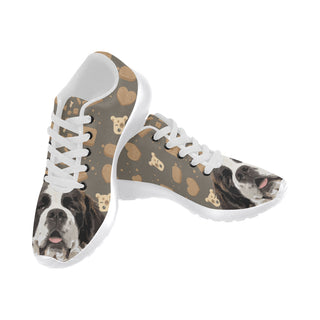 St. Bernard Dog White Sneakers for Women - TeeAmazing