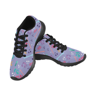 Flute Pattern Black Sneakers for Women - TeeAmazing