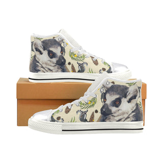 Lemur White Women's Classic High Top Canvas Shoes - TeeAmazing