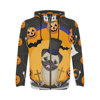 Pug Halloween V4 All Over Print Full Zip Hoodie for Men - TeeAmazing