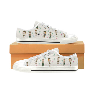 Zoo Keeper Pattern White Low Top Canvas Shoes for Kid - TeeAmazing