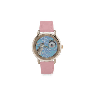 Husky Lover Women's Rose Gold Leather Strap Watch - TeeAmazing
