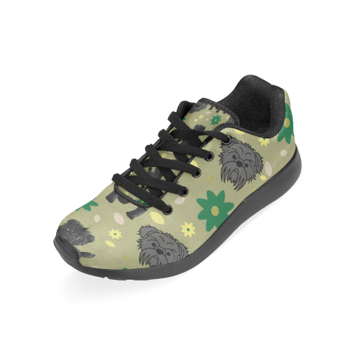 Affenpinschers Flower Black Sneakers Size 13-15 for Men - TeeAmazing