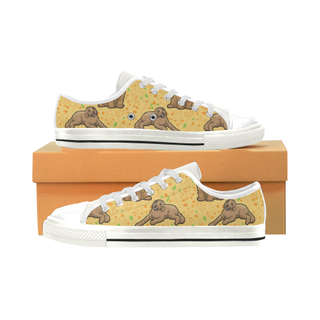 Australian Goldendoodle Flower White Low Top Canvas Shoes for Kid (Model 018) - TeeAmazing