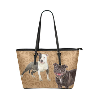Staffordshire Bull Terrier Lover Leather Tote Bag/Small - TeeAmazing